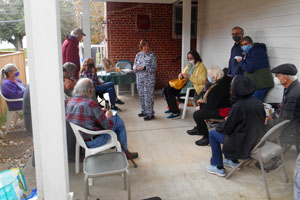 Audience during rain shower