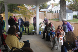 Audience during rain shower