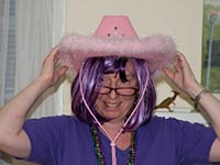 Julie tries on the cowboy princess hat