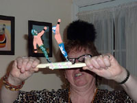 Julie plays with the Mexican Wrestlers