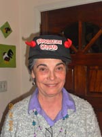 Barbara Steele wearing "Problem Child" hat